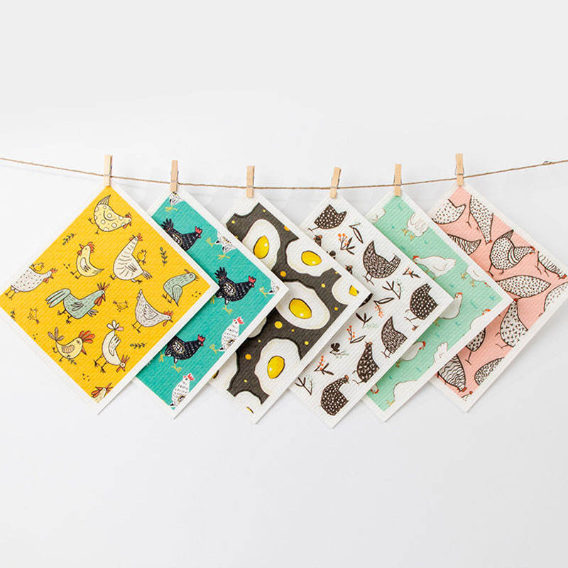 Cartoon Printed Thickened Non-woven Fabric Cleaning Cloth Absorbent Oil-proof Disposable Dishcloth