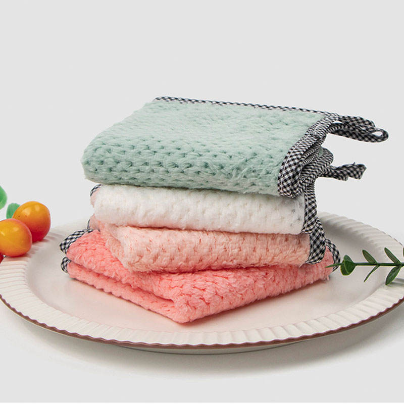 Washable Hangable Kitchen Thickened Grids Cleaning Cloth Household Multi Purpose Absorb Water Microf