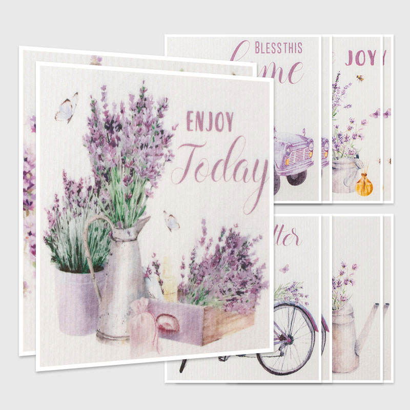 Non-woven Fabric Print Lavender Dishcloths Oil Resistant Thickened Reusable Kitchen Towels